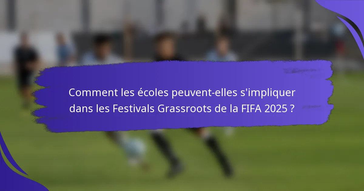 Comment les écoles peuvent-elles s'impliquer dans les Festivals Grassroots de la FIFA 2025 ?