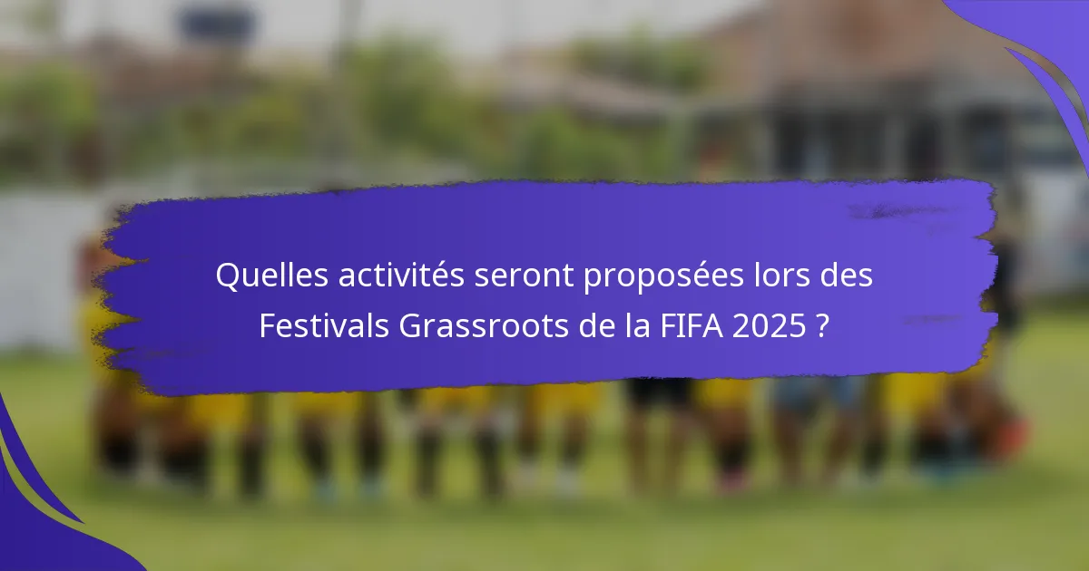 Quelles activités seront proposées lors des Festivals Grassroots de la FIFA 2025 ?
